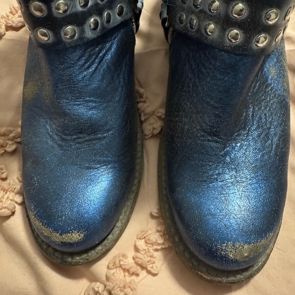 Freebird Ramone Blue Leather Studded Boots - Picture 3 of 14